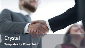  Presentation with business ethics - Slide set featuring successful business people handshaking background and a ocean colored foreground