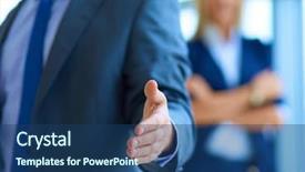  Presentation with two people holding hands - Audience pleasing presentation design consisting of successful business people shaking hand backdrop and a ocean colored foreground