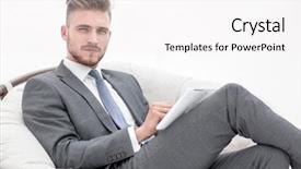  Presentation with successful person - PPT theme having successful business person uses background and a white colored foreground