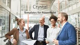  Presentation with building team - Presentation design featuring successful-business-startup-team background and a mint green colored foreground