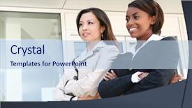  Presentation with diverse women - Colorful slides enhanced with successful business team of diverse women backdrop and a light blue colored foreground