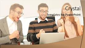  Presentation with team achievement - Presentation featuring successful business team received outstanding background and a lemonade colored foreground