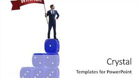  Presentation with winning - Presentation theme enhanced with successful businessman in winning business background and a white colored foreground