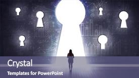  Presentation with keyhole - Cool new PPT layouts with successful businessman looking through keyhole backdrop and a ocean colored foreground