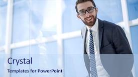  Presentation with successful women entrepreneurs - Theme enhanced with successful businessman on a bright background and a light blue colored foreground