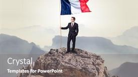  Presentation with mountain top - Beautiful slide deck featuring successful-businessman-on-the-top backdrop and a gray colored foreground