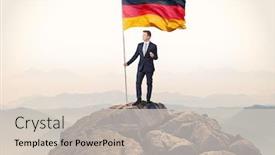  Presentation with mountain top - Audience pleasing PPT theme consisting of successful-businessman-on-the-top backdrop and a soft green colored foreground