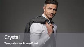  Presentation with successful plans - Cool new presentation theme with successful businessman wearing costume looking backdrop and a gray colored foreground