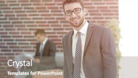  Presentation with portfolio - Beautiful PPT layouts featuring successful businessman with a portfolio backdrop and a gray colored foreground