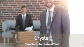  Presentation with portfolio - Presentation design consisting of successful businessman with a portfolio background and a coral colored foreground