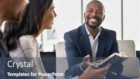  Presentation with new office - Slide set consisting of successful-businesspeople-having-a-meeting background and a ocean colored foreground