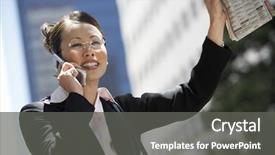  Presentation with hailing cab - Cool new presentation theme with successful businesswoman hailing a cab backdrop and a  colored foreground