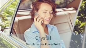  Presentation with car seat - Colorful PPT layouts enhanced with successful businesswoman talking on phone while sitting on back seat of car backdrop and a lemonade colored foreground