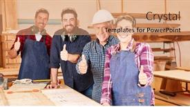  Presentation with craftsman - Amazing theme having successful-craftsman-team-with-trainee backdrop and a coral colored foreground