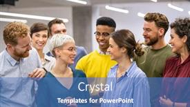  Presentation with team working together - Presentation enhanced with successful-creative-group-of-casual background and a teal colored foreground