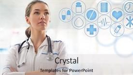  Presentation with hospital pharmacy - Cool new theme with successful doctor in the hospital backdrop and a light gray colored foreground