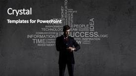  Presentation with business success - Cool new PPT layouts with successful effective manager - businessman standing over wall backdrop and a dark gray colored foreground