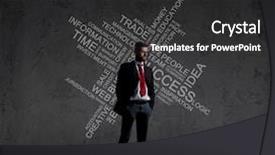  Presentation with improvement - Colorful slides enhanced with successful effective manager - businessman standing over wall backdrop and a dark gray colored foreground