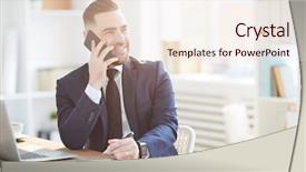  Presentation with business partner - Colorful presentation theme enhanced with successful elegant director or ceo backdrop and a lemonade colored foreground