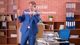  Presentation with job - Slides with successful employee getting new job background and a coral colored foreground