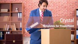  Presentation with change - Presentation theme consisting of successful employee getting new job background and a coral colored foreground