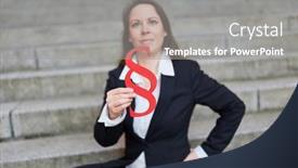  Presentation with law the goddess of justice - Presentation theme having successful-female-lawyer-holding background and a gray colored foreground