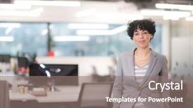  Presentation with developer - Beautiful PPT theme featuring successful female software developer backdrop and a  colored foreground