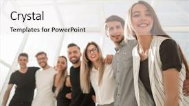  Presentation with youth group - Theme with successful group of business youth background and a white colored foreground