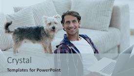 Presentation with pet - Theme having successful-guy-and-his-pet background and a light blue colored foreground