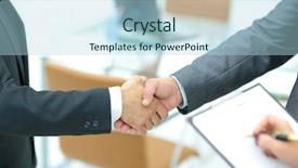  Presentation with handshake - PPT layouts featuring successful handshake of business men in a working environment background and a light blue colored foreground