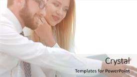  Presentation with new business ideas - PPT layouts with successful lady team - business colleagues discussing new ideas background and a soft green colored foreground