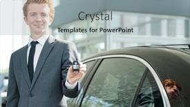  Presentation with remote work - PPT layouts enhanced with successful-male-seller-of-cars background and a light gray colored foreground