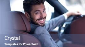  Presentation with 3d man sitting question mark - Theme consisting of successful man sitting behind background and a ocean colored foreground