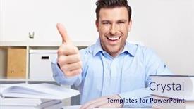  Presentation with man heart attact hand hold - Cool new PPT theme with successful-man-with-lots backdrop and a sky blue colored foreground