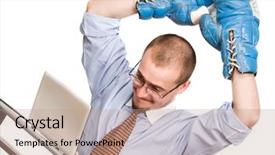  Presentation with fight - PPT layouts with successful manager with laptop won fight background and a coral colored foreground