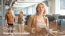  Presentation with successful plans - Slides consisting of successful-mature-blond-businesswoman background and a coral colored foreground