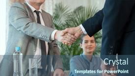  Presentation with negotiating - Presentation theme featuring successful-mature-businessman-in-formalwear background and a ocean colored foreground