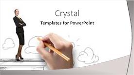  Presentation with successful - Colorful theme enhanced with job promotion - successful pretty business lady standing backdrop and a white colored foreground