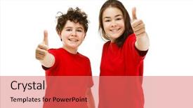  Presentation with kids - Audience pleasing PPT layouts consisting of successful school year - kids showing ok sign isolated backdrop and a coral colored foreground