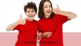  Presentation with kids - Slides enhanced with successful school year - kids showing ok sign isolated background and a  colored foreground