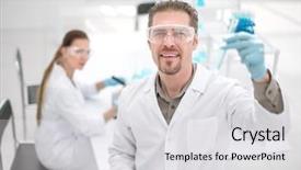  Presentation with clinical examination - Beautiful presentation featuring successful scientist checking the results backdrop and a light gray colored foreground