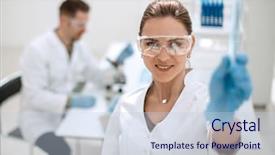  Presentation with animal testing scientist doing experiment - Audience pleasing PPT theme consisting of successful scientist showing the results backdrop and a  colored foreground