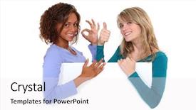  Presentation with non profit board accountibility - Amazing slides having successful sign - satisfied girls behind white board backdrop and a  colored foreground