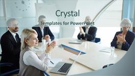  Presentation with speakers - Slides featuring successful speakers applauding to one background and a  colored foreground