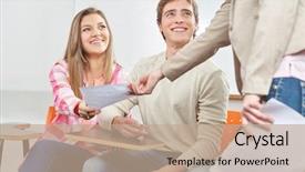  Presentation with high school students - Colorful PPT theme enhanced with successful teacher and students taking backdrop and a coral colored foreground