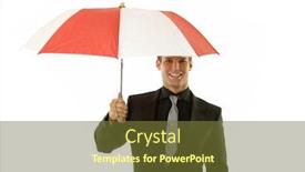  Presentation with successful person - PPT theme having successful young business person holding an umbrella background and a tawny brown colored foreground