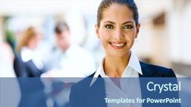  Presentation with successful - Presentation consisting of successful young business woman background and a ocean colored foreground