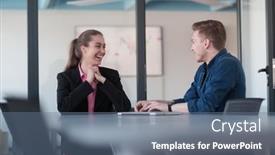  Presentation with female leader - Presentation with successful-young-female-leader background and a  colored foreground