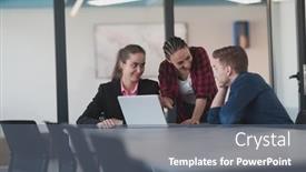  Presentation with female leader - PPT layouts consisting of successful-young-female-leader background and a  colored foreground