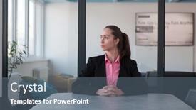  Presentation with female leader - Presentation design having successful-young-female-leader background and a  colored foreground